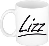 Lizz naam cadeau mok / beker sierlijke letters - Cadeau collega/ moederdag/ verjaardag of persoonlijke voornaam mok werknemers