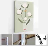Collection of contemporary art posters in pastel colors. Abstract geometric elements and shapes, leaves and flowers, tulip - Modern Art Canvas - Vertical - 1823302799 - 115*75 Vert