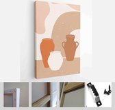 Female shape / silhouette on retro summer background. Fashion woman portrait in pastel colors - Modern Art Canvas - Vertical - 1637257852 - 115*75 Vertical