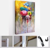 Itsallcanvas - Schilderij - Oil Painting Rainy Day Art Vertical Vertical - Multicolor - 115 X 75 Cm