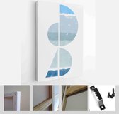 A trendy set of Blue Abstract Hand Painted Illustrations for Postcard, Social Media Banner, Brochure Cover Design or Wall Decoration Background - Modern Art Canvas - Vertical - 190