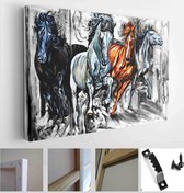Seven Running Horses wildlife decorative pattern textured canvas acrylic artwork abstract oil painting 3D wallpaper - Modern Art Canvas - Horizontal - 1754614820 - 80*60 Horizontal