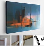 Colorful abstract acrylic painting. Surreal landscape artwork in contemporary style. Modern art on blue background - Modern Art Canvas - Horizontal - 1416201443 - 40*30 Horizontal