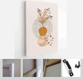 Painting Wall Pictures Home Room Decor. Modern Abstract Art Botanical Wall Art. Boho. Minimal Art Flower on Geometric Shapes Background - Modern Art Canvas - Vertical - 1955054917