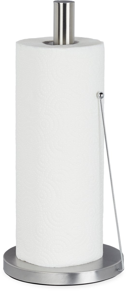 keukenrolhouder rvs staand - 33 x 15 cm - vrijstaand - stabiel - zilverkleurig