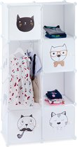 kinderkast - modulair - 7 vakken - kledingstang - speelgoedkast kinderen - wit