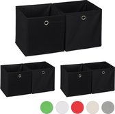 boîte de rangement relaxdays 6x - tissu - pliable - jouets - panier de rangement - rangement - noir