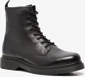 TwoDay leren dames veterboots - Zwart - Maat 38 - Echt leer - Uitneembare zool