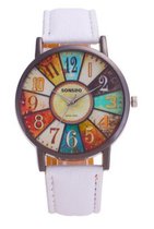 Hidzo Horloge Sonsdo Ø 37 mm - Wit - Kunstleer