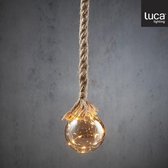 Luca Lighting Bal aan Touw Kerstverlichting met 15 LED Lampjes - H90 x Ø10 cm - Lichtgrijs