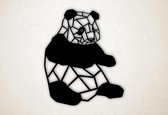 Wanddecoratie - Zittende panda - S - 55x45cm - Zwart - muurdecoratie - Line Art