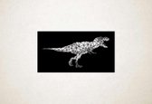 Line Art - Dinosaurus T-Rex vierkant - XS - 16x30cm - Zwart - geometrische wanddecoratie