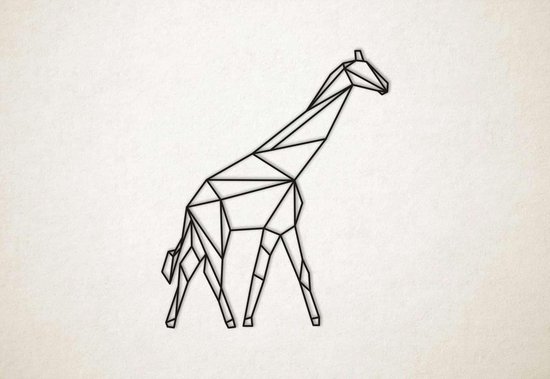Line Art - Giraffe 1 - L - 100x82cm - Zwart - geometrische wanddecoratie