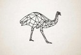 Line Art - Struisvogel 1 - S - 45x57cm - Zwart - geometrische wanddecoratie