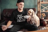 Stay Pawsitive T-Shirt, Uniek Cadeau Voor Hondenliefhebbers, Schattige Hondenbezitters Geschenken, Unisex Zachte Stijl T-shirts, D001-016B, XL, Zwart