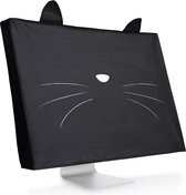 kwmobile hoes voor 27-28" Monitor - beschermhoes voor beeldscherm - Kat Miauw design - wit / zwart