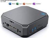 Mini PC - 4K HD - Mini Desk Computer - 8GB RAM - 256GB SSD Opslaggeheugen - Intel Celeron J4125 - AK2  - Zwart - Windows 10 Pro - incl. Office 2019 Home & Student t.w.v. €149! (Wor