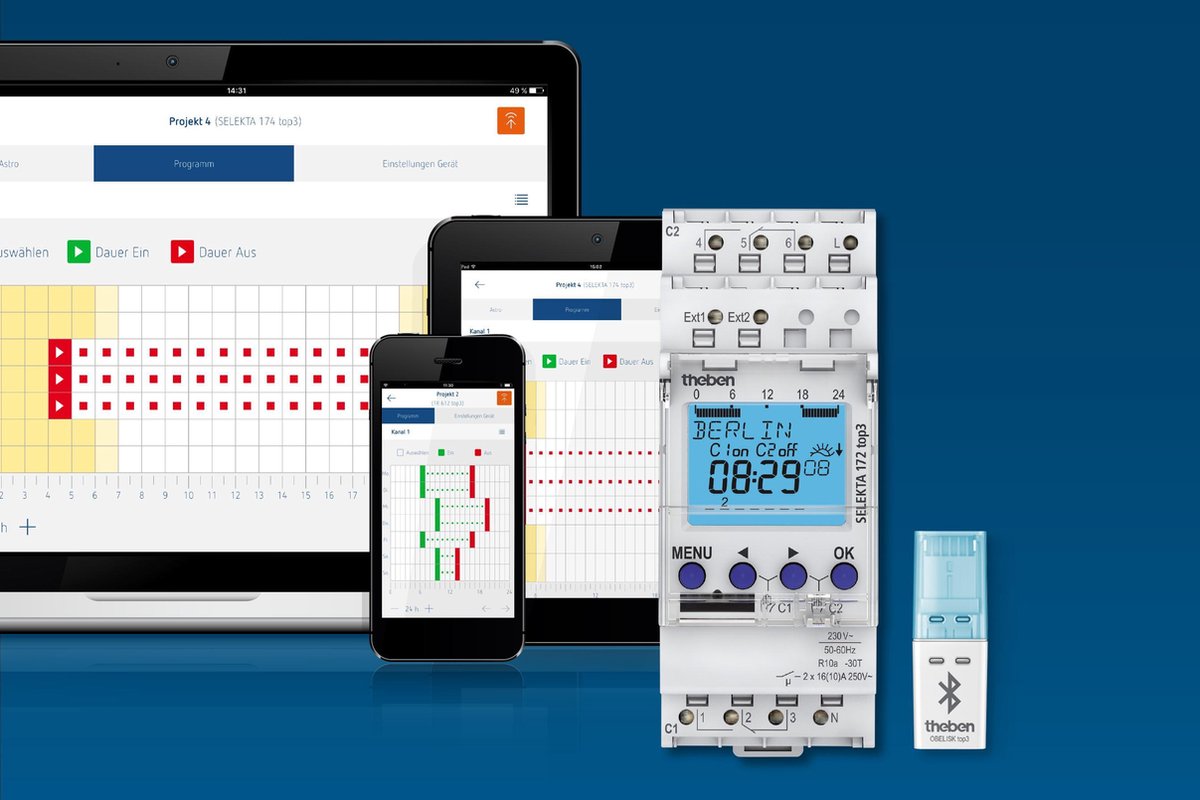 Theben 6100130 TR610 top3 digitale 1kanaals timer met app