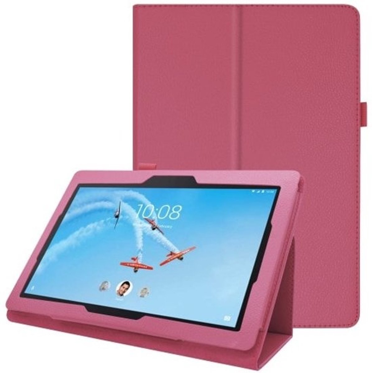 Lenovo Tab E10 Cover Hoes Roze met Standaard
