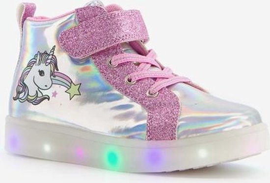 Blue Box hoge meisjes sneakers met lichtjes Zilver Maat 27 bol