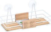 Support de douche métal/bambou à ventouses 26 cm - Support de salle de bain
