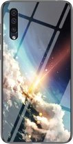 Voor Samsung Galaxy A50 Sterrenhemel Geschilderd Gehard Glas TPU Schokbestendige Beschermhoes (Heldere Sterren)