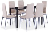 Eetkamererset - Zinaps 7-delige set. Eetkamer / eettafel / stoel Set 1 tafel en 6 stoelen Cappuccino Brown (WK 02129)