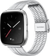 Stalen Smartwatch bandje - Geschikt voor Fitbit Versa / Versa 2 roestvrij stalen bandje - zilver - Strap-it Horlogeband / Polsband / Armband