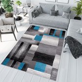 Tapiso Jawa Vloerkleed Woonkamer Slaapkamer Grijs Lichtbgrijs Blauw Abstract Trendy Eyecatcher Praktisch Modern Duurzaam Hoogwaardig Tapijt Maat - 80x150