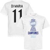 Argentinië Copa America 2021 Winners Di Maria 11 T-Shirt - Wit - Kinderen - 140