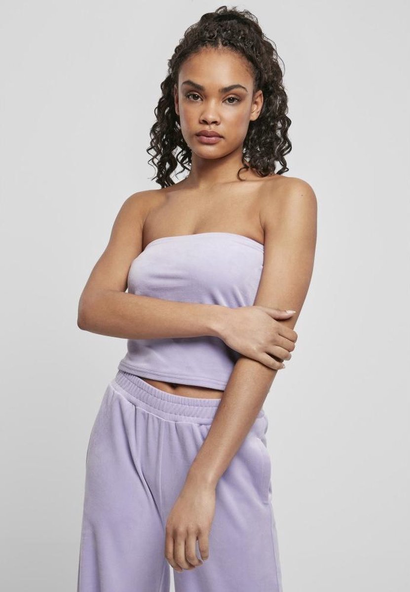 Urban Classics Short Velvet Tube Bandeau top 2XL Paars