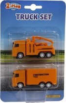 vrachtauto diecast pull-back 9 cm oranje 2 stuks