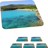 Onderzetters voor glazen - Curaçao - Strand - Blauw - 10x10 cm - Glasonderzetters - 6 stuks
