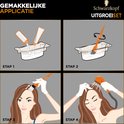 Stappenplan voor Schwarzkopf Uitgroeiset: mengen, roeren, aanbrengen op de uitgroei en uitspoelen onder de douche.