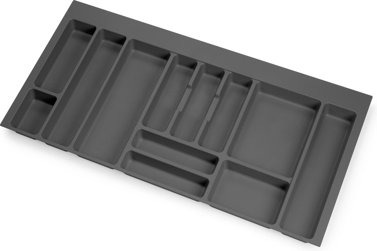 Emuca Bestekbak Optima voor keukenladen Vertex/Concept 500, unit 1.000 mm, Planken 16mm, Kunststof, antraciet grijs