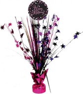 tafeldecoratie Happy Birthday 46 cm zwart/roze