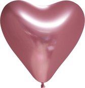 vormballon hart spiegelend 30 cm latex roze 6 stuks