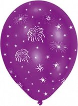 ballonnen Fireworks 27,5 cm latex paars 6 stuks