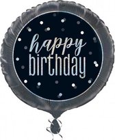 folieballon Happy Birthday 45 cm zwart/zilver
