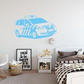 Muursticker Politie Auto -  Lichtblauw -  120 x 68 cm  -  baby en kinderkamer - Muursticker4Sale