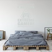 Muursticker Caution Extreme Gamer -  Lichtgrijs -  43 x 60 cm  -  baby en kinderkamer  engelse teksten - Muursticker4Sale