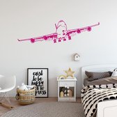 Muursticker Vliegtuig Opstijgend - Roze - 160 x 44 cm - baby en kinderkamer - voertuig baby en kinderkamer alle