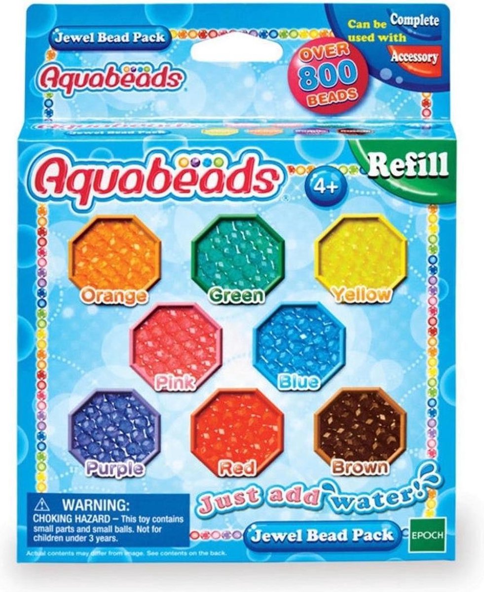 Aquabeads navulling juweelparelpakket- 800 parels- 8 kleuren - Aquabeads