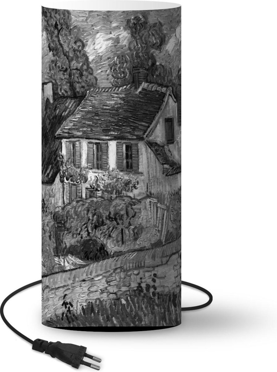 Lamp - Nachtlampje - Tafellamp slaapkamer - Huis bij Auvers - Vincent van Gogh - Zwart - Wit - 33 cm hoog - Ø14.3 cm - Inclusief LED lamp