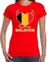 Belgium hart supporter t-shirt rood EK/ WK voor dames - EK/ WK shirt / outfit S