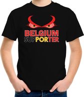 Belgium supporter fan t-shirt zwart EK/ WK voor kinderen - EK/ WK shirt / outfit L (146-152)