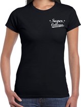 Super collega cadeau t-shirt zwart op borst voor dames - kado shirt / verjaardag cadeau / bedankje 2XL