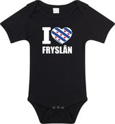 I love Fryslan baby rompertje zwart jongens en meisjes - Kraamcadeau - Babykleding - Friesland landen romper 56 (1-2 maanden)