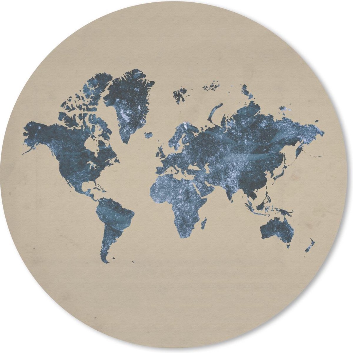 Muismat rond 40x40 cm - Mousepad Wereldkaart - Blauw - Glitter - Ronde muismatten