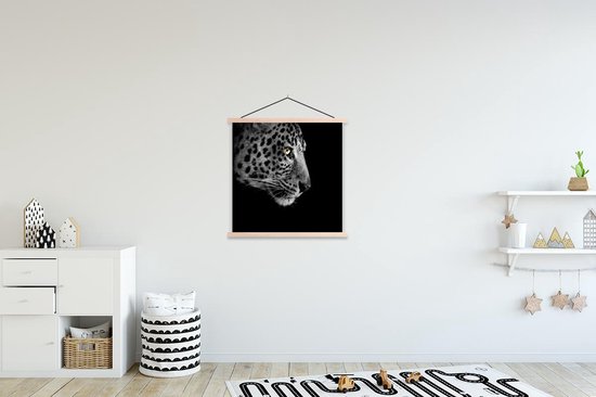 Porte-affiche avec affiche - Affiche scolaire - Léopard - Zwart - Wit - 90x90 cm - lattes vierges